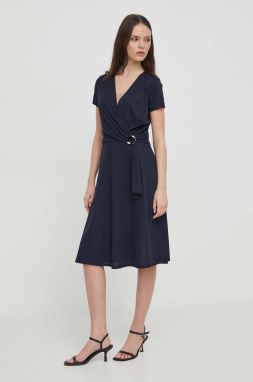 Šaty Lauren Ralph Lauren tmavomodrá farba,mini,áčkový strih,250868161