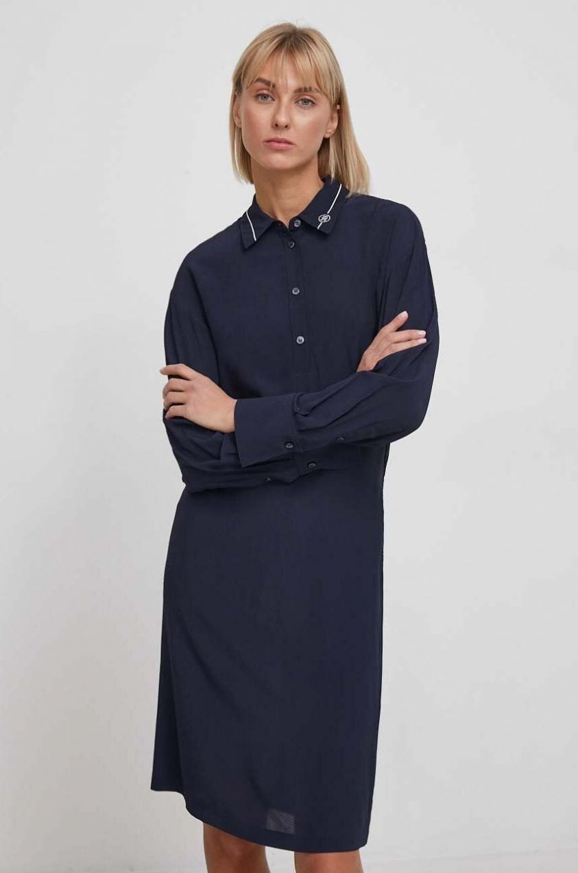 Šaty Tommy Hilfiger tmavomodrá farba,mini,rovný strih,WW0WW41009