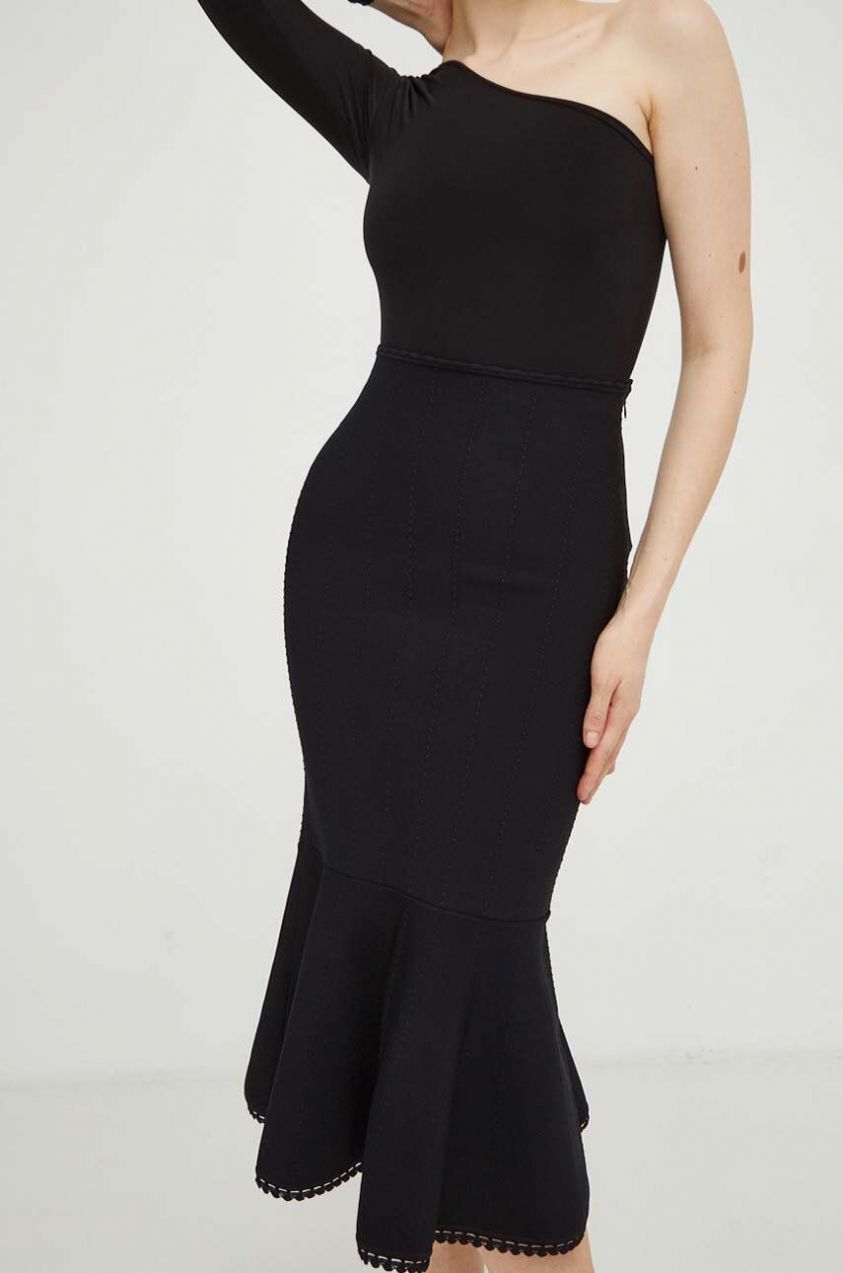 Sukňa Victoria Beckham čierna farba,midi,áčkový strih,1423KSK004905A