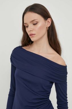 Blúzka Lauren Ralph Lauren dámska,tmavomodrá farba,jednofarebná,200925897