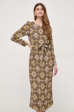 Šaty Weekend Max Mara žltá farba, midi, áčkový strih, 2415221041600