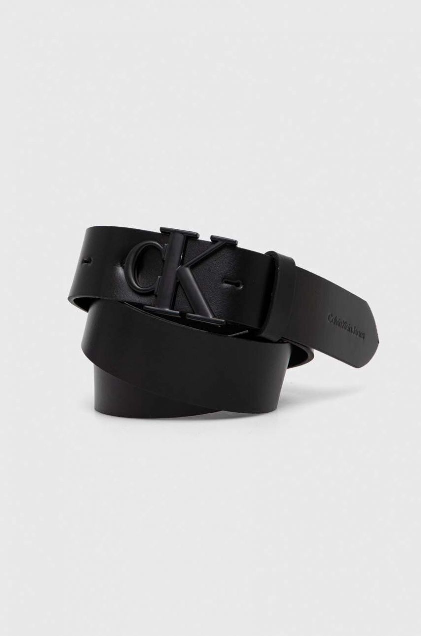 Kožený opasok Calvin Klein Jeans pánsky, čierna farba, K50K511831