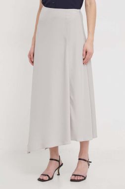 Sukňa Calvin Klein šedá farba, midi, áčkový strih, K20K206845
