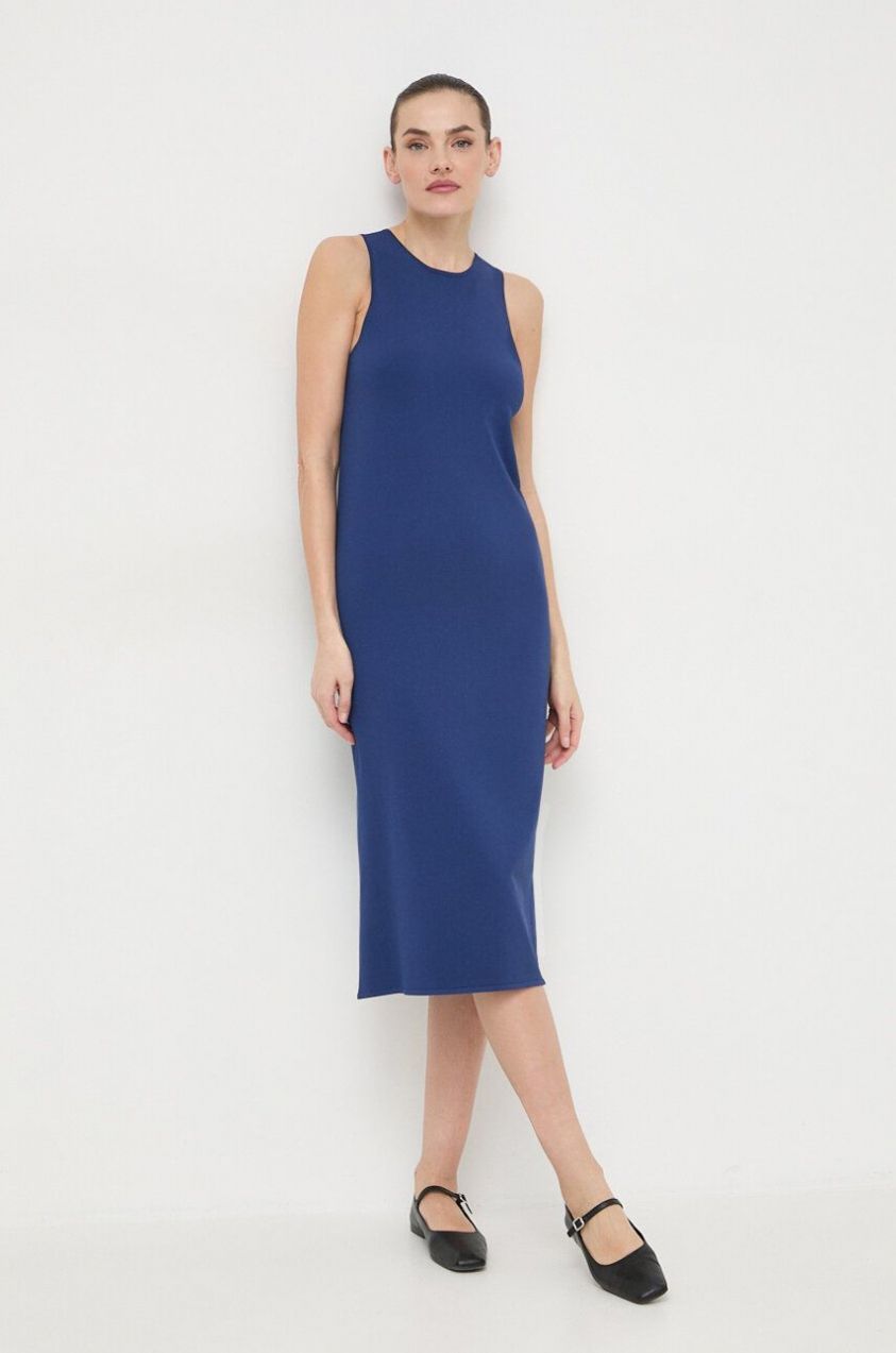 Šaty Weekend Max Mara tmavomodrá farba,midi,rovný strih,2415321022600