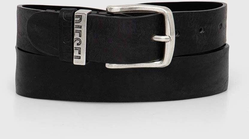 Kožený opasok Diesel B-VISIBLE BELT pánsky,čierna farba,X08506.PS142
