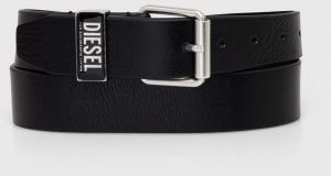 Kožený opasok Diesel B-GLOSSY LOOP BELT pánsky,čierna farba,X09797.PR227