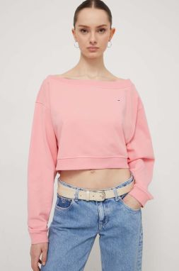 Mikina Tommy Jeans dámska,ružová farba,jednofarebná,DW0DW17956