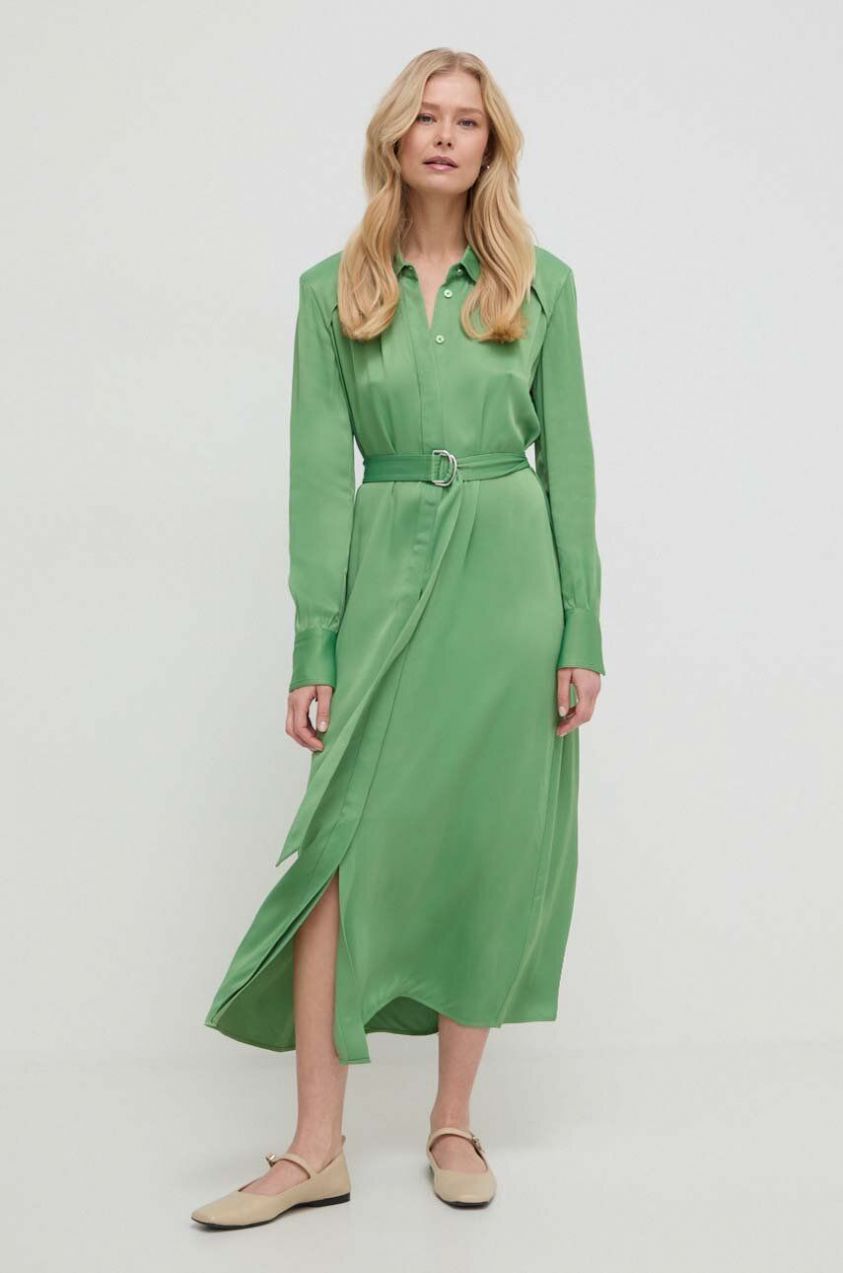 Šaty BOSS zelená farba,midi,oversize,50511831