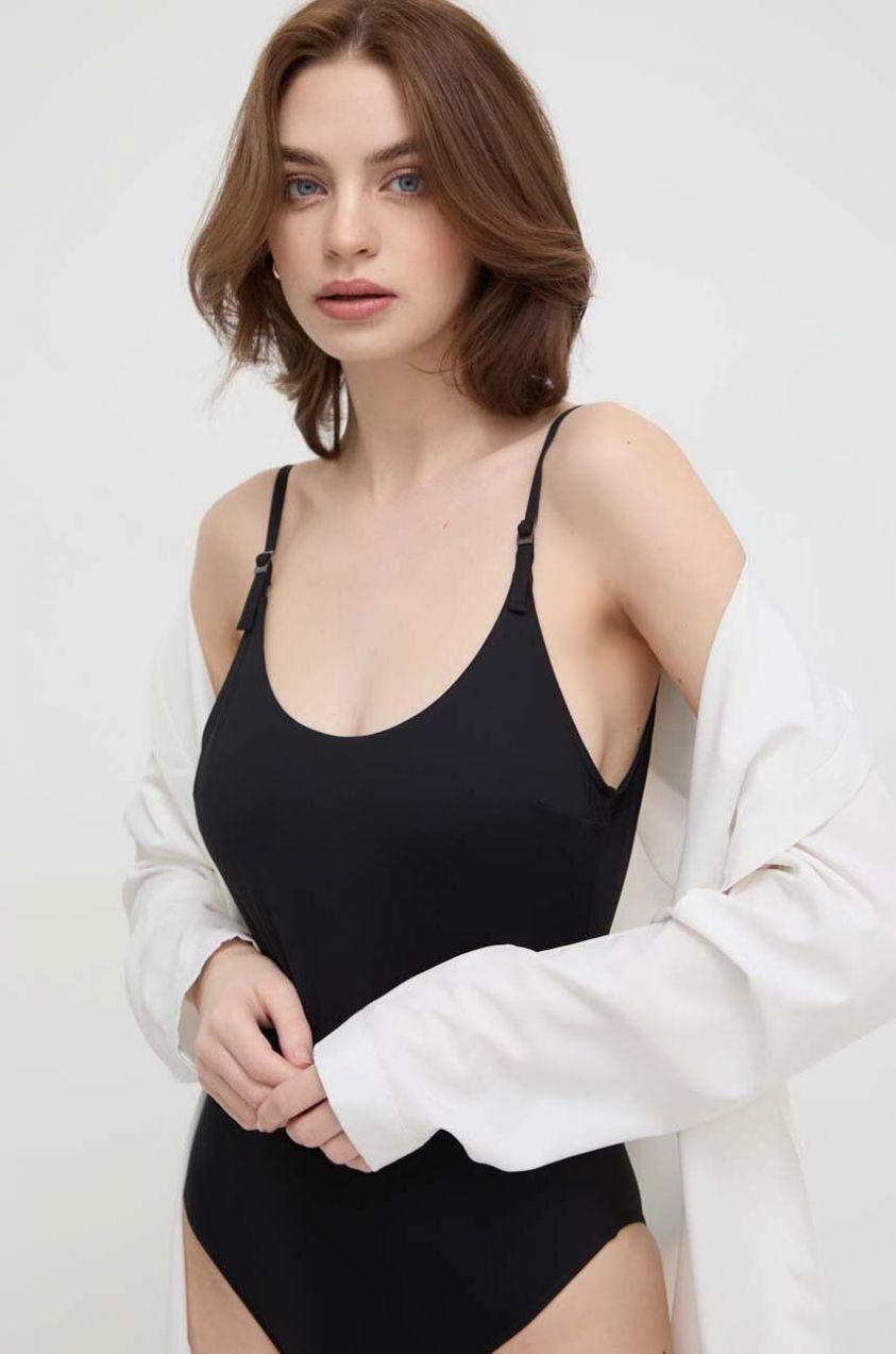 Jednodielne plavky Calvin Klein čierna farba,mäkké košíky,KW0KW02410