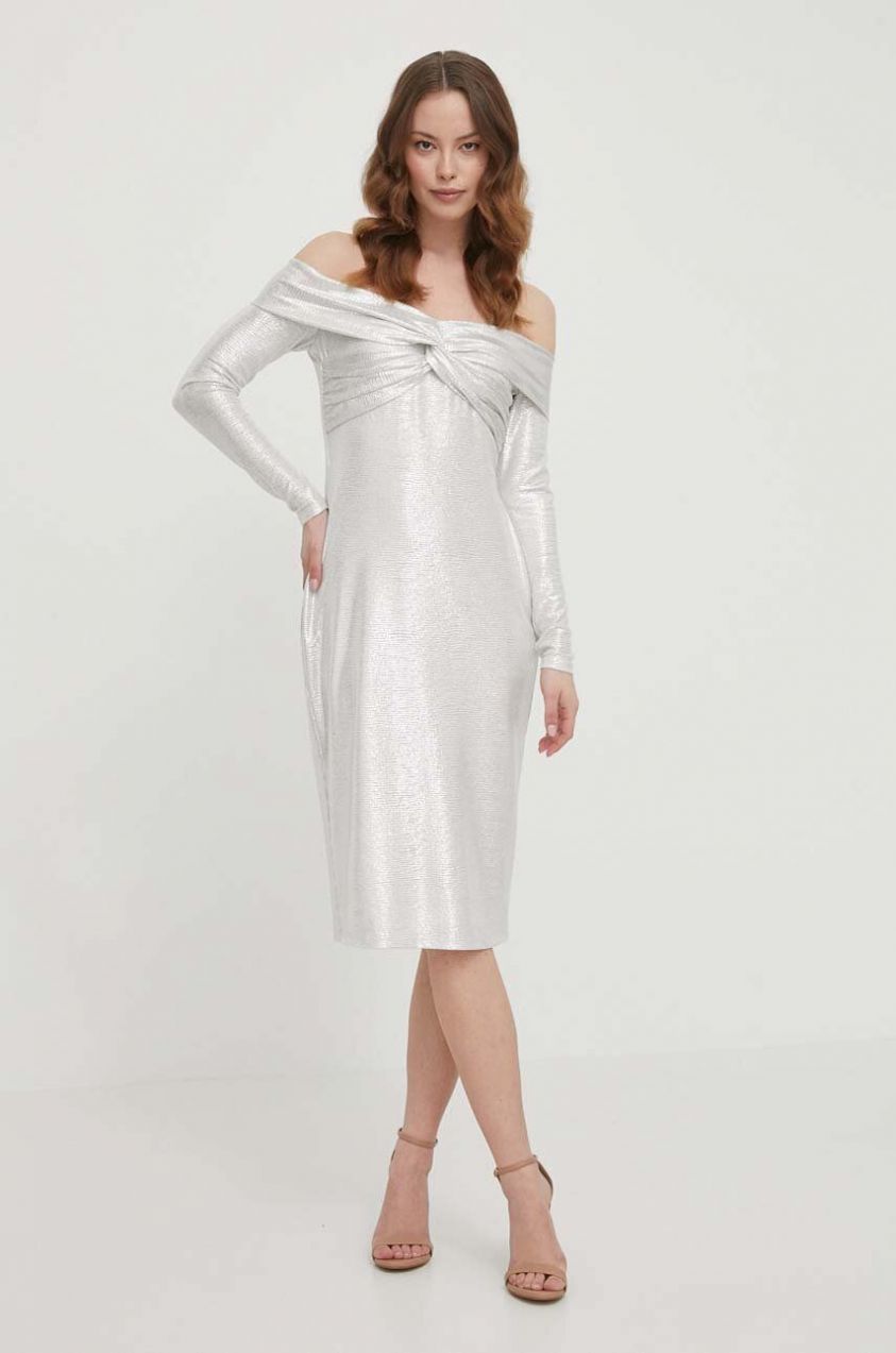 Šaty Lauren Ralph Lauren béžová farba,mini,priliehavá,253932602