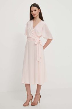 Šaty Lauren Ralph Lauren ružová farba,midi,áčkový strih,250909381