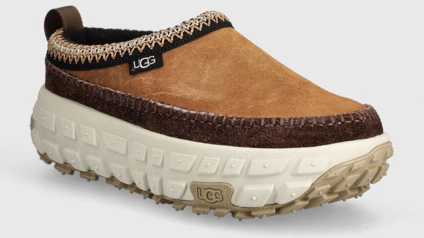 Semišové šľapky UGG Venture Daze pánske, hnedá farba, 1154530