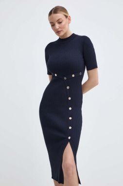 Šaty Morgan RMATT tmavomodrá farba, midi, priliehavá, RMATT