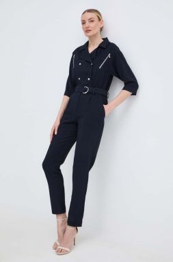 Overal Morgan PLOUM tmavomodrá farba, v výstrih, PLOUM,