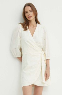 Ľanové šaty Pepe Jeans DASHA béžová farba, mini, áčkový strih, PL953470