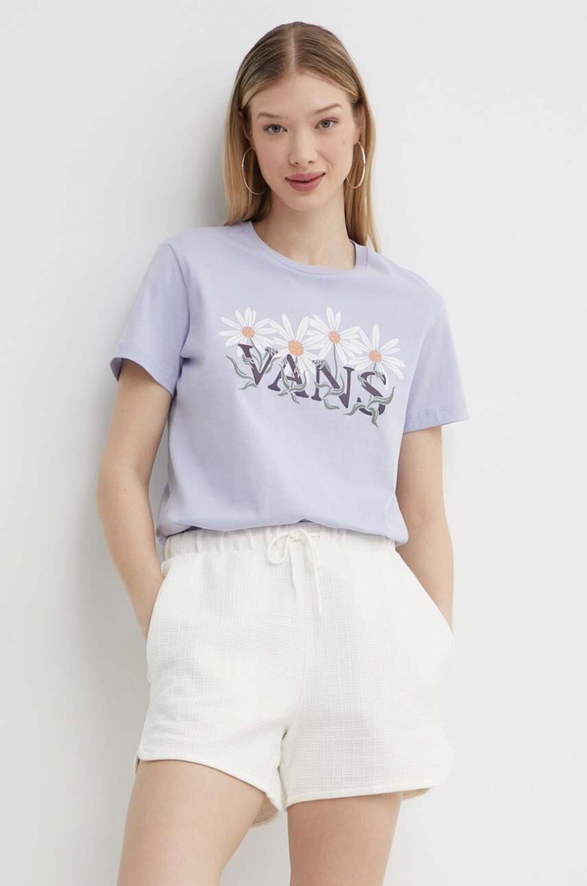 Šortky Vans dámske, béžová farba, jednofarebné, vysoký pás