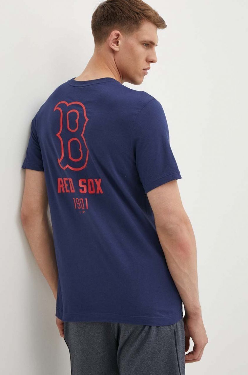 Bavlnené tričko Nike Boston Red Sox pánske, tmavomodrá farba, s potlačou