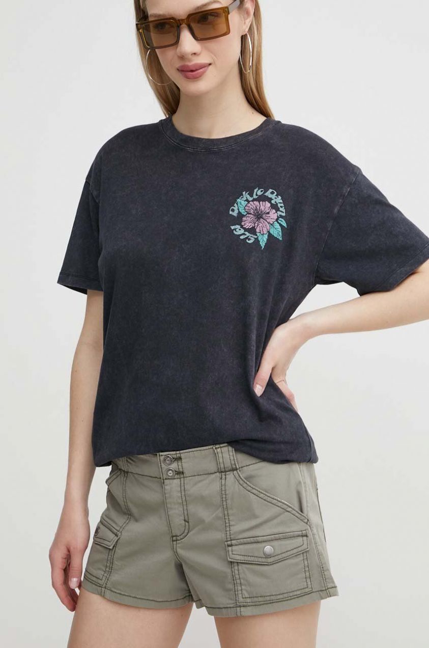 Šortky Hollister Co. dámske, zelená farba, jednofarebné, vysoký pás, KI349-4193-331