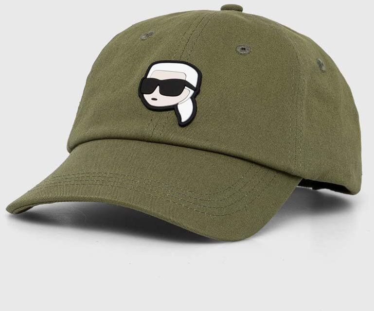 Šiltovka Karl Lagerfeld zelená farba, s nášivkou