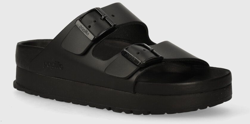 Kožené šľapky Birkenstock BIRKENSTOCK X PAPILLIO Arizona Platform Exq dámske, čierna farba, na platforme, 1026918
