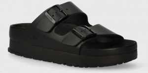 Kožené šľapky Birkenstock BIRKENSTOCK X PAPILLIO Arizona Platform Exq dámske, čierna farba, na platforme, 1026918