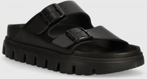Kožené šľapky Birkenstock BIRKENSTOCK X PAPILLIO Arizona Chunky Exq dámske, čierna farba, 1024565
