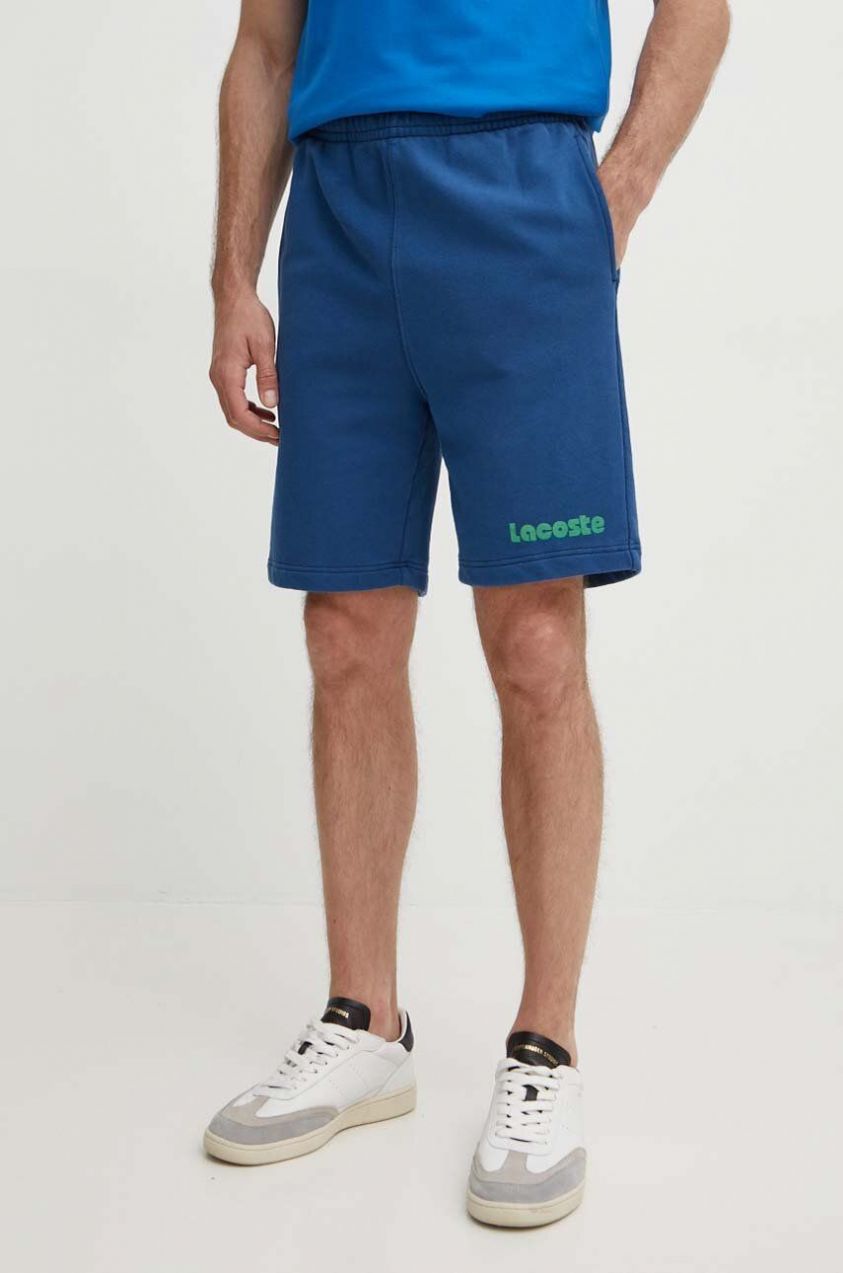 Bavlnené šortky Lacoste tmavomodrá farba