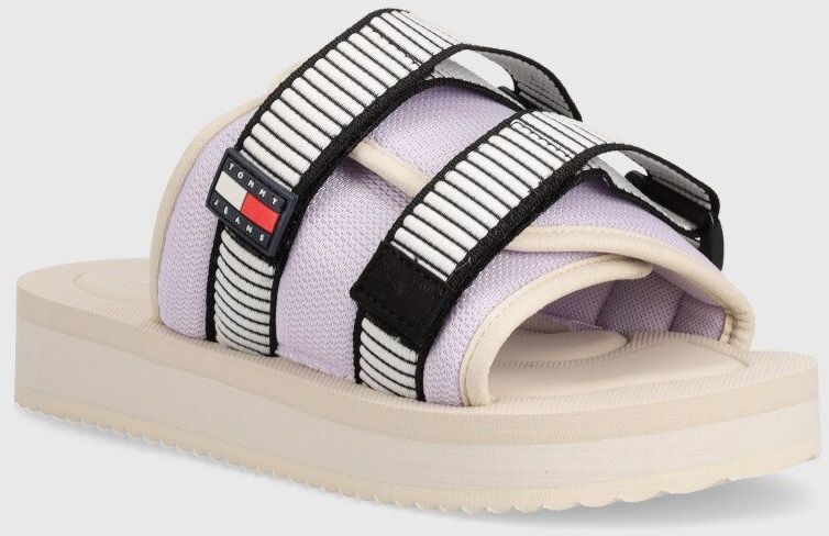 Šľapky Tommy Jeans TJW CITY HIKE SANDAL dámske, béžová farba, EN0EN02544