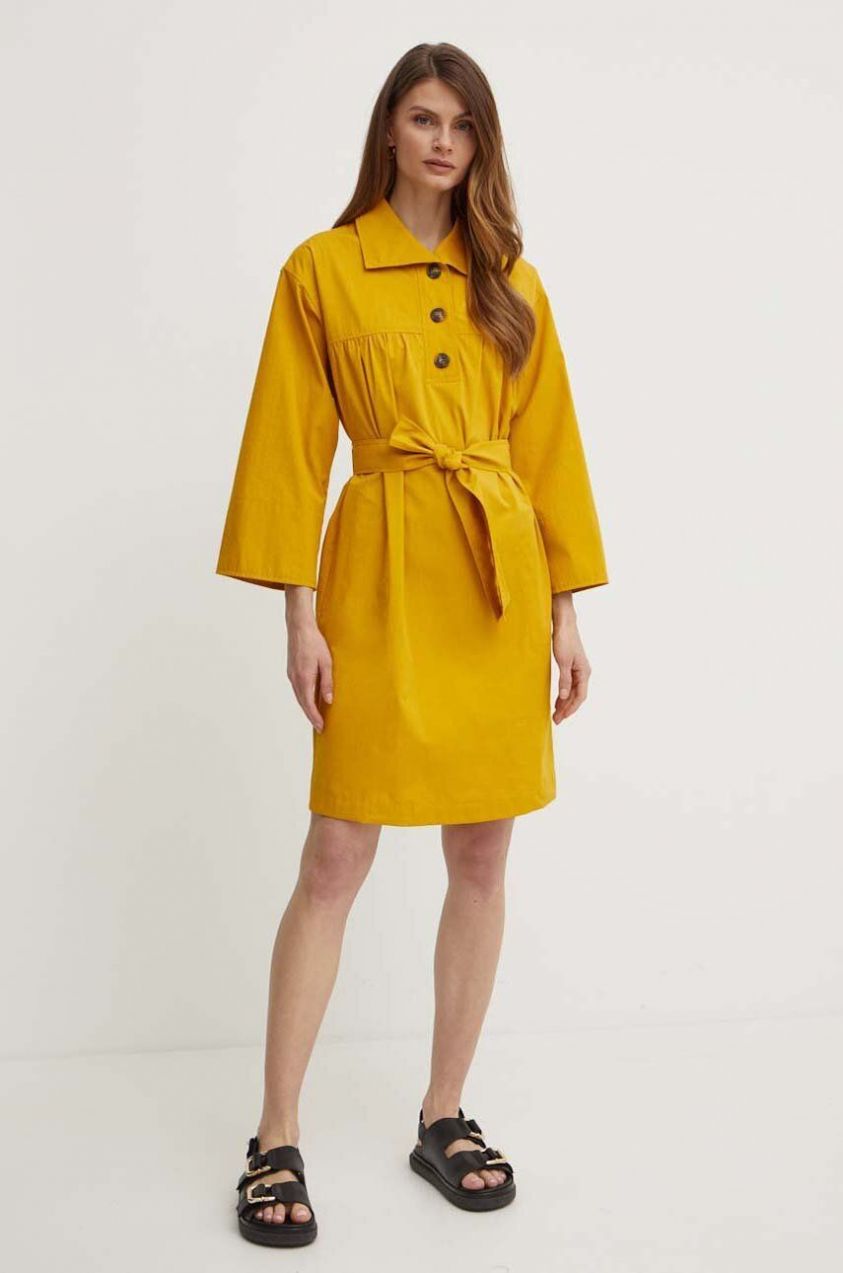 Bavlnené šaty Weekend Max Mara žltá farba, mini, oversize, 2415221023600