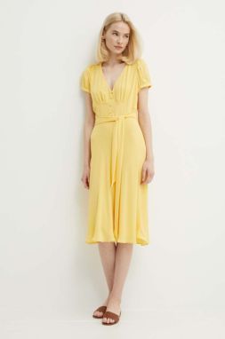 Šaty Lauren Ralph Lauren žltá farba, mini, áčkový strih, 200933403