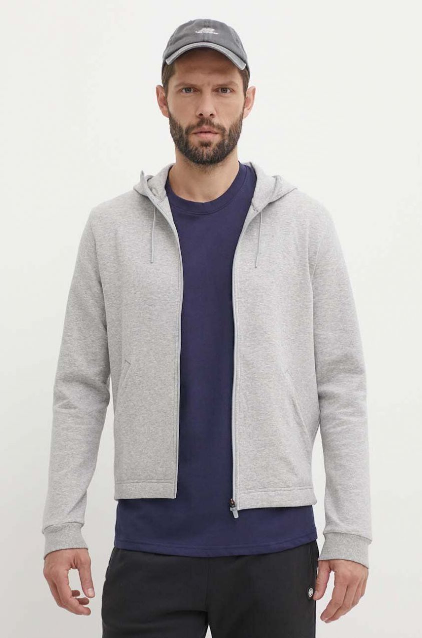 Mikina Reebok Active Collective pánska, šedá farba, s kapucňou, melanžová, 100075605