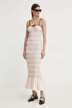 Bavlnené šaty Résumé BeauRS Dress béžová farba, maxi, priliehavá, 121871176