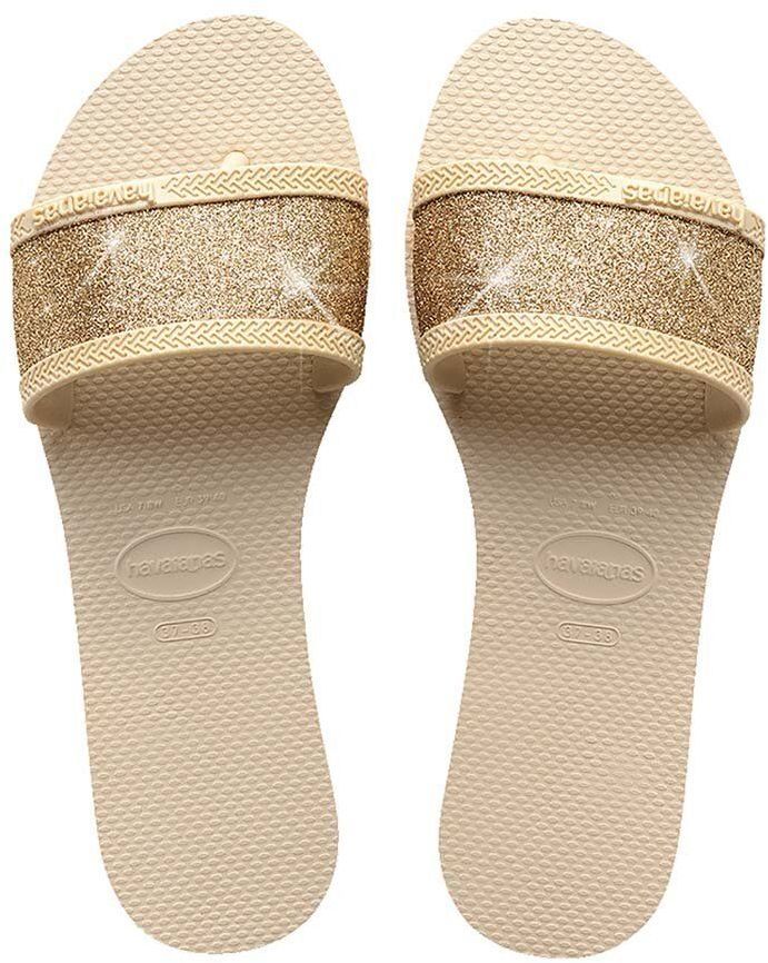 Šľapky Havaianas YOU ANGRA GLITTER dámske, béžová farba, 4148294.0121