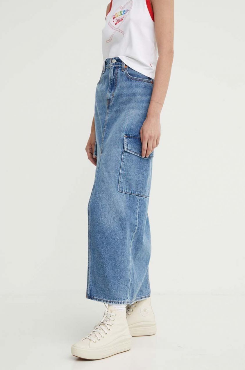 Rifľová sukňa Levi's maxi, rovný strih, 0005S