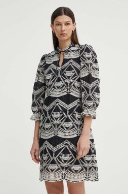 Bavlnené šaty Bruuns Bazaar ArvensisBBAbami dress čierna farba, mini, áčkový strih, BBW3919