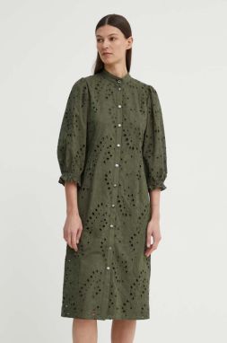 Bavlnené šaty Bruuns Bazaar ArgyreiaBBMoniika dress zelená farba, mini, rovný strih, BBW3916
