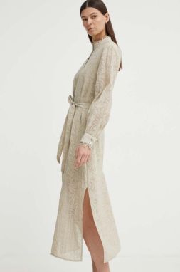 Šaty Bruuns Bazaar MacluraBBCarlia dress béžová farba, maxi, rovný strih, BBW3994