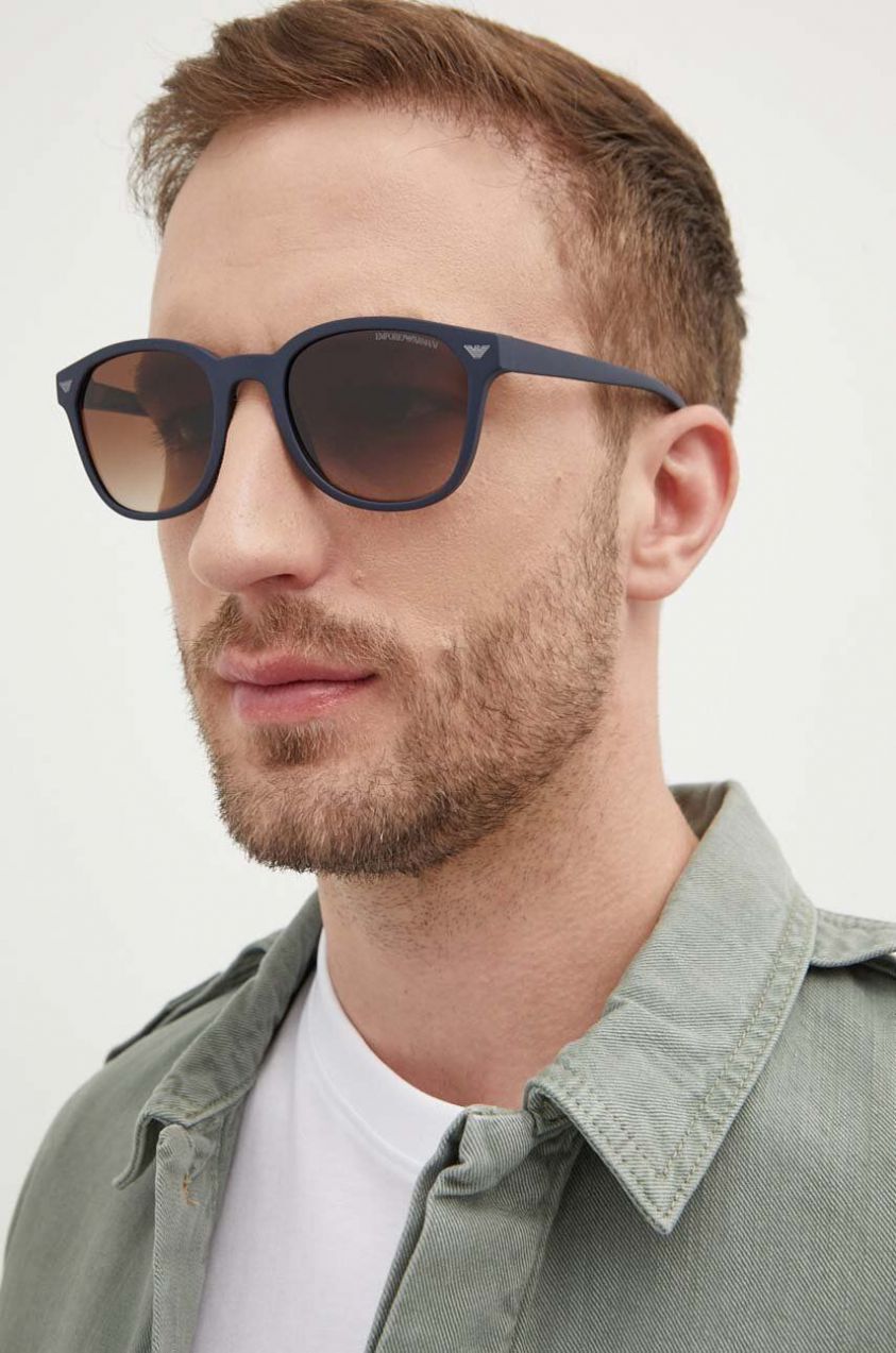 Slnečné okuliare Emporio Armani pánske, tmavomodrá farba