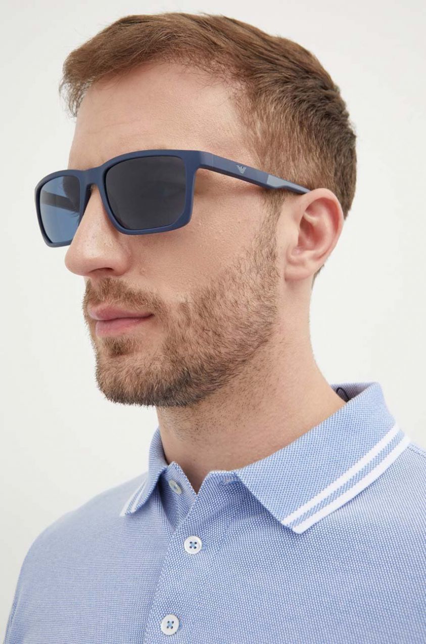 Slnečné okuliare Emporio Armani pánske, tmavomodrá farba