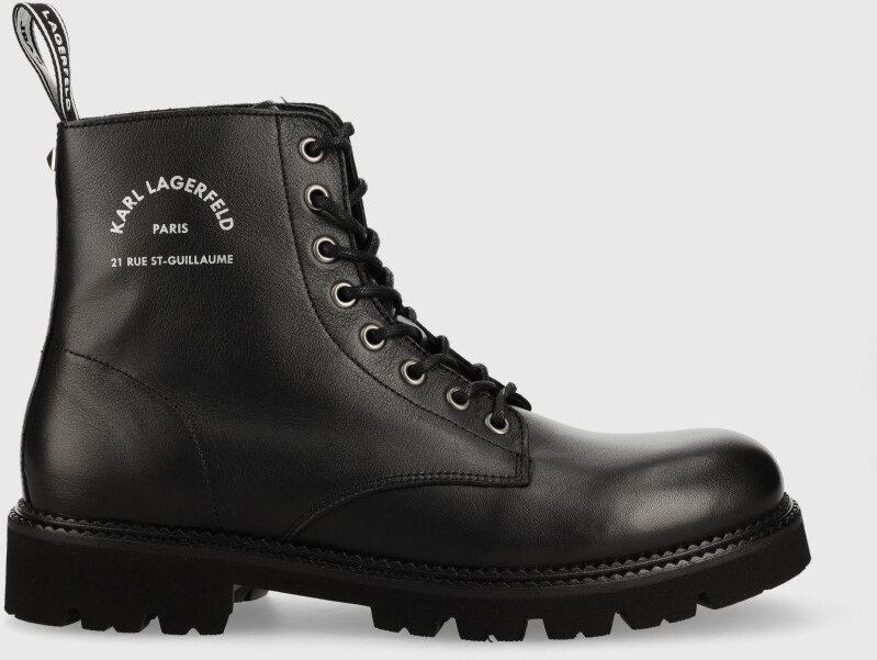 Kožené workery Karl Lagerfeld TROUPE MENS pánske, čierna farba, KL11850