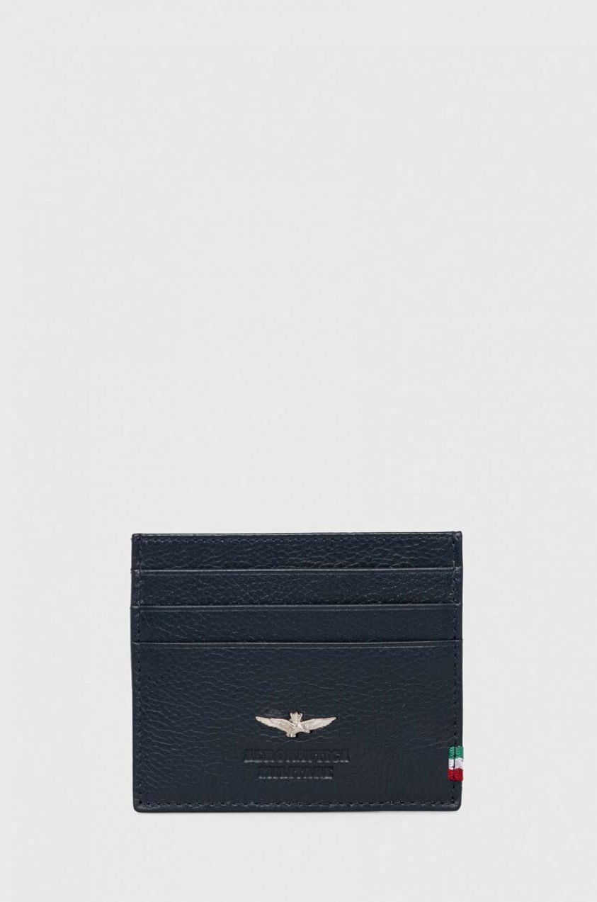 Kožené puzdro na karty Aeronautica Militare pánsky, tmavomodrá farba, AM106