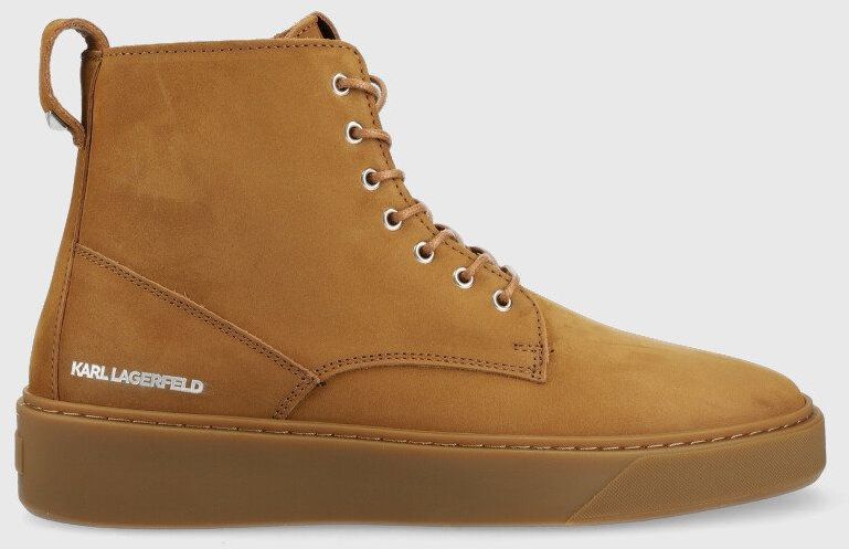 Semišové topánky Karl Lagerfeld FLINT pánske, hnedá farba, KL53352