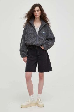 Mikina American Vintage VESTE ML dámska, šedá farba, s nášivkou, HOK16CH23