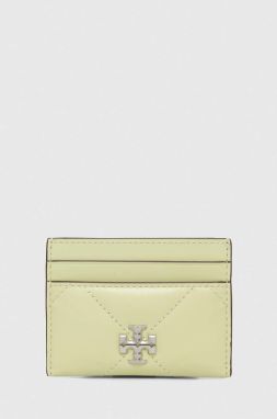 Kožené puzdro na karty Tory Burch Kira Diamond Quilt zelená farba, 154993.300