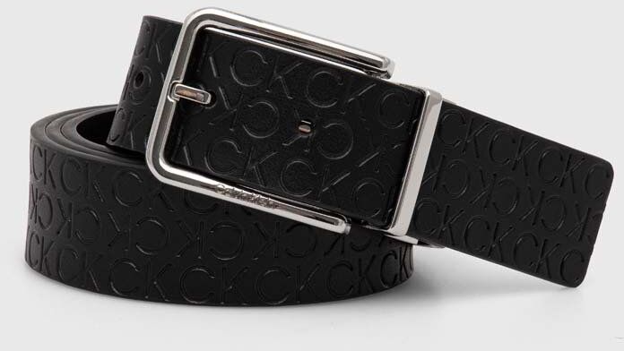 Obojstranný kožený opasok Calvin Klein pánsky, čierna farba, K50K511965