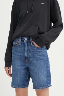 Rifľové krátke nohavice Levi's BERMUDA SHORT dámske, jednofarebné, vysoký pás, A8720