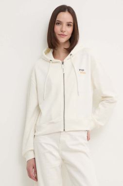 Mikina Pepe Jeans EDNA dámska, béžová farba, s kapucňou, s potlačou, PL581445