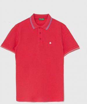 Bavlnené polo tričko United Colors of Benetton ružová farba, vzorovaný
