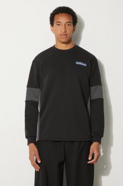 Mikina adidas Originals Adibreak Crew pánska, čierna farba, s nášivkou, IY4853