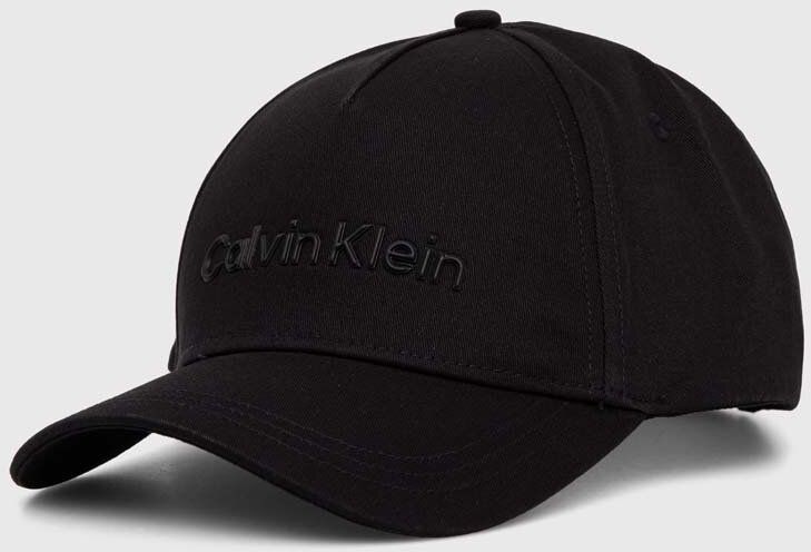 Bavlnená šiltovka Calvin Klein čierna farba, s nášivkou, K50K511987